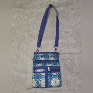 GUC AphOrism Crossbody Bag Blue Floral Print Adjustable Straps